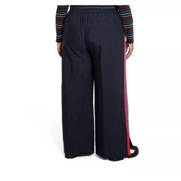 Women's Plus Size Side Stripe Wide Leg Trousers - La Ligne x Target Navy/Red 3X - Picture 3 of 3